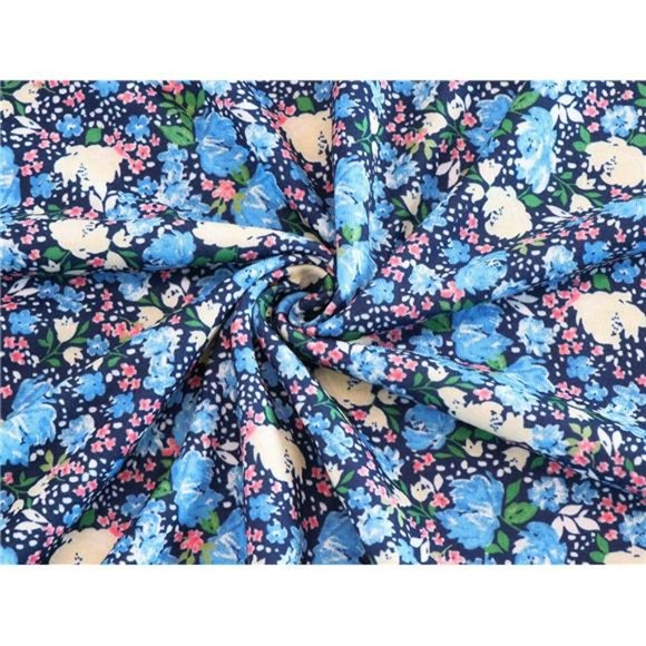 Women Casual Summer Short Sleeve Round Neck Floral Skater Dress with Pockets - Picture 6 of 6